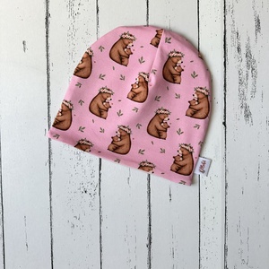 Mackóbocs és mamája sapka (48-50 cm) - baba - mama - babaruházat - babasapka - Meska.hu