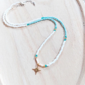 Azúr tenger nyakláncok - ékszer - nyaklánc - gyöngyös nyaklánc - Meska.hu