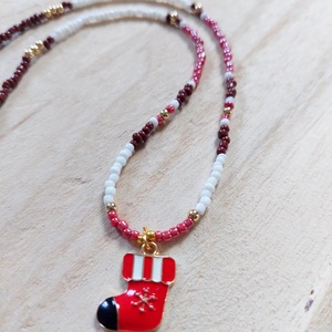 Karácsonyi nyaklánc, Ékszer, Nyaklánc, Gyöngyös nyaklánc, Ékszerkészítés, Gyöngyfűzés, gyöngyhímzés, MESKA