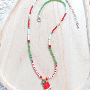 Piros csengős karácsonyi nyaklánc - ékszer - nyaklánc - medálos nyaklánc - Meska.hu