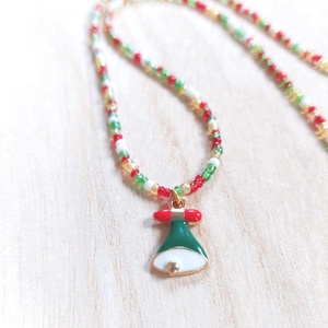 Karácsonyi hangulatú nyaklánc, Ékszer, Nyaklánc, Gyöngyös nyaklánc, Ékszerkészítés, Gyöngyfűzés, gyöngyhímzés, MESKA