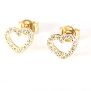 Brill 14 K Arany Szív Fülbevalók Gyémántokkal 0.20 Ct - Meska.hu