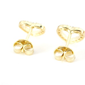 Brill 14 K Arany Szív Fülbevalók Gyémántokkal 0.20 Ct - ékszer - fülbevaló - pötty fülbevaló - Meska.hu