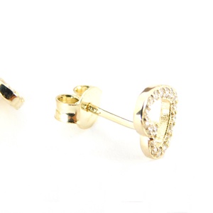 Brill 14 K Arany Szív Fülbevalók Gyémántokkal 0.20 Ct - ékszer - fülbevaló - pötty fülbevaló - Meska.hu