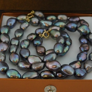 Gyöngyház Fekete/Multikolor Barokk Gyöngy Nyaklánc És Karkötő Szett 14 K Arany 10 mm-es Gyöngyökkel, Ékszer, Ékszerszett, Ékszerkészítés, Gyöngyfűzés, gyöngyhímzés, MESKA