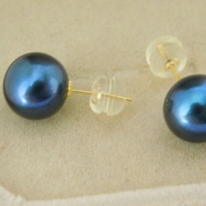 Tahiti Gyöngy Fülbevalók 18 K Arany Gyönyörű színben 9.5 mm-es Sósvízi Gyöngyökkel - ékszer - fülbevaló - pötty fülbevaló - Meska.hu