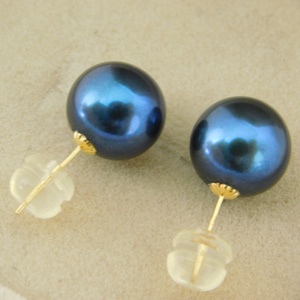 Tahiti Gyöngy Fülbevalók 18 K Arany Gyönyörű színben 9.5 mm-es Sósvízi Gyöngyökkel - ékszer - fülbevaló - pötty fülbevaló - Meska.hu