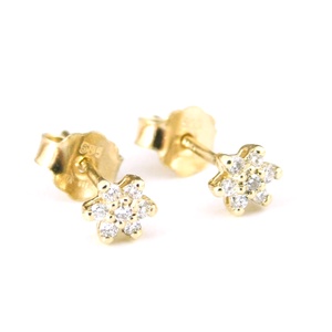 Brill 14 K Arany Csillagvirág Fülbevalók Gyémántokkal, Ékszer, Fülbevaló, Pötty fülbevaló, Ékszerkészítés, MESKA