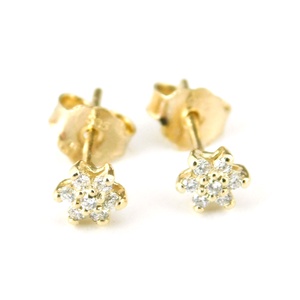 Brill 14 K Arany Csillagvirág Fülbevalók Gyémántokkal - ékszer - fülbevaló - pötty fülbevaló - Meska.hu