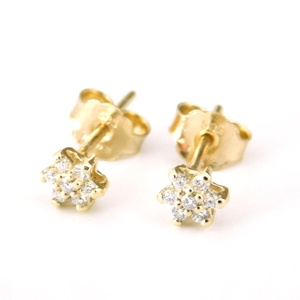 Brill 14 K Arany Csillagvirág Fülbevalók Gyémántokkal - ékszer - fülbevaló - pötty fülbevaló - Meska.hu
