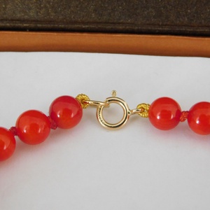 14 K Arany Korall Karkötő Gyöngyökkel 14 K Arany Golyókkal - ékszer - karkötő - gyöngyös karkötő - Meska.hu