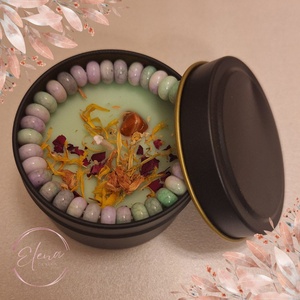 Fenyőliget - cédrus illatú szója gyertya Achát ásványkarkötővel, Karácsony, Karácsonyi lakásdekoráció, Karácsonyi illatgyertya, mécses, Gyertya-, mécseskészítés, MESKA