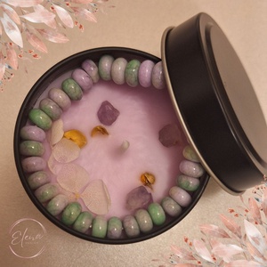 Édes álom - levendula illatú szója gyertya Achát ásványkarkötővel, Karácsony, Karácsonyi lakásdekoráció, Karácsonyi illatgyertya, mécses, Gyertya-, mécseskészítés, MESKA