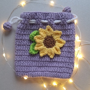 Horgolt kis szütyő - napraforgó, Táska & Tok, Pénztárca & Más tok, Aprópénztartó, Horgolás, MESKA