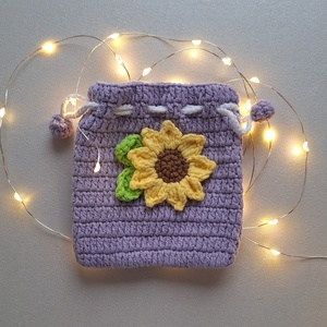 Horgolt kis szütyő - napraforgó - táska & tok - pénztárca & más tok - aprópénztartó - Meska.hu