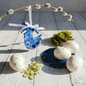 Húsvéti függődísz � kézzel készült epoxi tyúk, kék árnyalatokban, Otthon & Életmód, Dekoráció, Húsvéti asztaldíszek, Mindenmás, Dekorgumi, MESKA