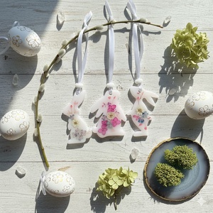 Húsvéti nyuszi függődísz � epoxi, valódi szárított virágokkal, Otthon & Életmód, Dekoráció, Húsvéti asztaldíszek, Mindenmás, Dekorgumi, MESKA