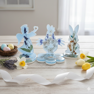 Húsvéti tojásalátét angyal � epoxi, valódi szárított virágok - otthon & életmód - dekoráció - húsvéti asztaldíszek - Meska.hu