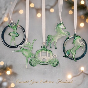 EMERALD GRACE � kézzel készített karácsonyfadísz kollekció díszdobozban, 5 darabos szett - Meska.hu