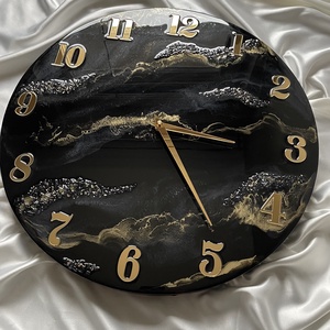 Fekete-arany epoxy falióra � elegáns kézműves design falióra - otthon & életmód - dekoráció - fali és függő dekoráció - falióra & óra - Meska.hu