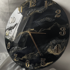 Fekete-arany epoxy falióra � elegáns kézműves design falióra, Otthon & Életmód, Dekoráció, Fali és függő dekoráció, Falióra & óra, Mindenmás, MESKA