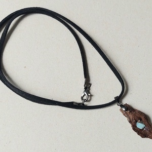 Uszadékfa amulett, nyaklánc amazonit ásvány kővel - ékszer - nyaklánc - medálos nyaklánc - Meska.hu