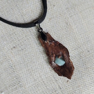 Uszadékfa amulett, nyaklánc amazonit ásvány kővel - Meska.hu