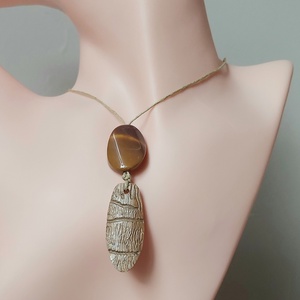 Olajfa amulett, nyaklánc mokait jáspis ásvánnyal - Meska.hu