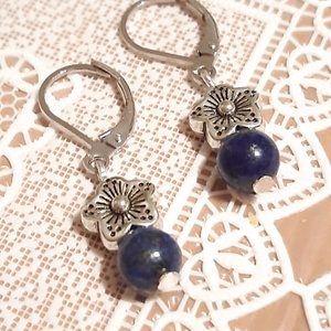 Lapis lazuli-csillagvirág fülbevaló - ékszer - fülbevaló - lógó fülbevaló - Meska.hu