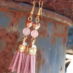 Lila bojt-ásványos fülbevaló - ékszer - fülbevaló - rojtos fülbevaló - Meska.hu