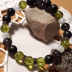 Varázslat-peridot-achát-jáde ásványos karkötő - ékszer - karkötő - ásványkarkötő - Meska.hu