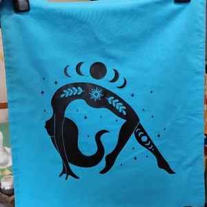 Jógás vászontáska - táska & tok - bevásárlás & shopper táska - shopper, textiltáska, szatyor - Meska.hu