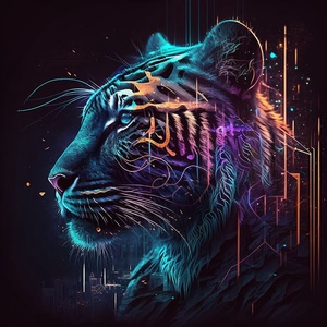 Neon tigris vászonkép, Otthon & Lakás, Dekoráció, Kép & Falikép, Vászonkép, Virágkötés, Meska