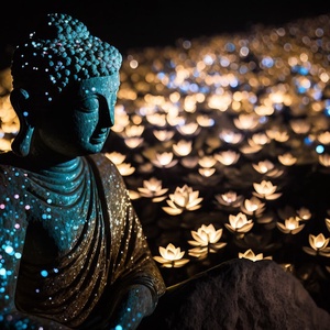 Buddha csillogó virágok közt vászonkép, Otthon & Lakás, Dekoráció, Kép & Falikép, Vászonkép, Mindenmás, Meska