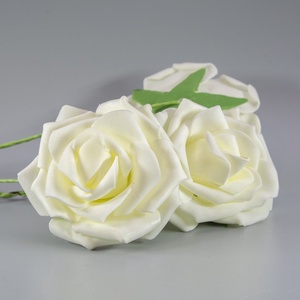 Vajszínű habrózsa szárral 7-8 cm, Otthon & Lakás, Dekoráció, Ajtó- és ablak dekoráció, Ajtódísz & Kopogtató, Mindenmás, Meska