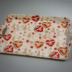Fehér vintage karácsony tálca 34 x 22 cm - Meska.hu