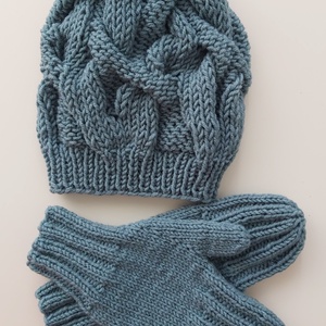 Fantázia, csavart mintás sapka + kesztyű - ruha & divat - sál, sapka, kendő - sapka - Meska.hu