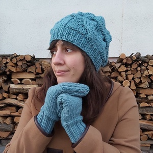 Fantázia, csavart mintás sapka + kesztyű - Meska.hu