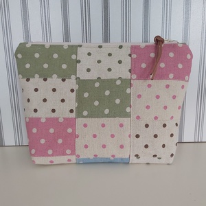 Pöttyös, lenvászon patchwork tolltartó, neszesszer - Meska.hu