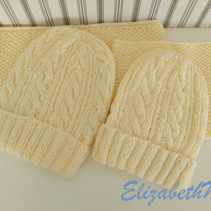 Anya-lánya csavart mintás sapka+körsál - Meska.hu