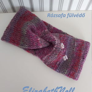  Rózsafa fülvédő, gyöngyökkel, Ruha & Divat, Sál, Sapka, Kendő, Fejpánt, Kötés, Varrás, MESKA