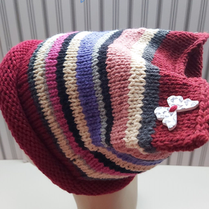 Csíkos kötött sapka - ruha & divat - sál, sapka, kendő - sapka - Meska.hu