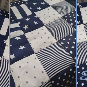 Csillagos-csíkos ágynemű szett - otthon & életmód - babaszoba, gyerekszoba - babatakaró, gyerek pléd - Meska.hu