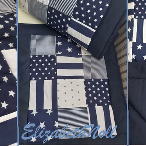 Csillagos-csíkos ágynemű szett - otthon & életmód - babaszoba, gyerekszoba - babatakaró, gyerek pléd - Meska.hu