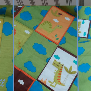 Dínós ágynemű szett - otthon & életmód - babaszoba, gyerekszoba - szett kiságyba - Meska.hu