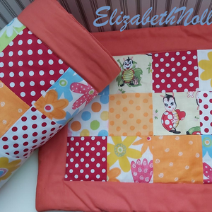 Katicás- pöttyös-virágos ágynemű szett - otthon & életmód - babaszoba, gyerekszoba - szett kiságyba - Meska.hu