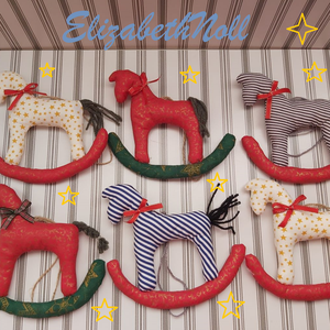 Karácsonyi hintalovacskák, Karácsony, Karácsonyi lakásdekoráció, Karácsonyi lakásdíszek, Varrás, MESKA