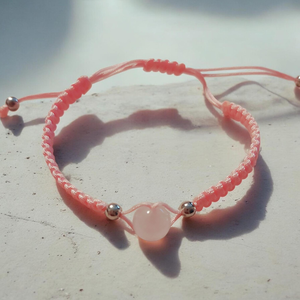 Rózsakvarc karkötő - ékszer - karkötő - fonott karkötő - Meska.hu