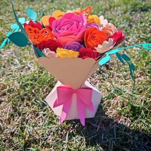 Papír virágcsokor  - otthon & életmód - virágdekoráció - virágdíszek - asztali virágdísz - Meska.hu