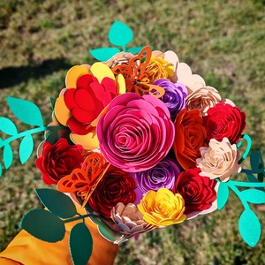 Papír virágcsokor  - otthon & életmód - virágdekoráció - virágdíszek - asztali virágdísz - Meska.hu